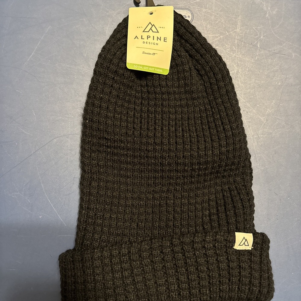 Alpine Design Women's Slouchy Waffle Knit Beanie Black OSFM New With Tags